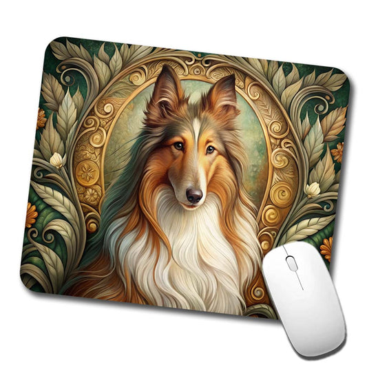 Collie Dog Art Nouveau Low Profile Mouse Pad Mat