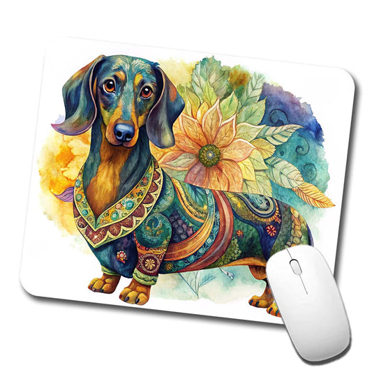Dachshund Dog Bohemian Art Low Profile Mouse Pad Mat