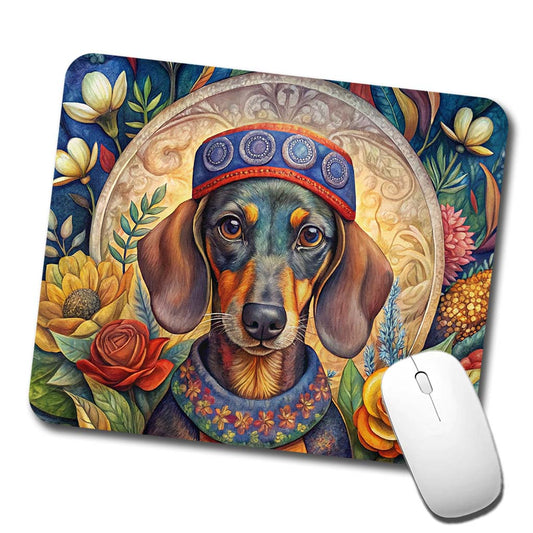Dachshund Dog French Bohemian Art Low Profile Mouse Pad Mat