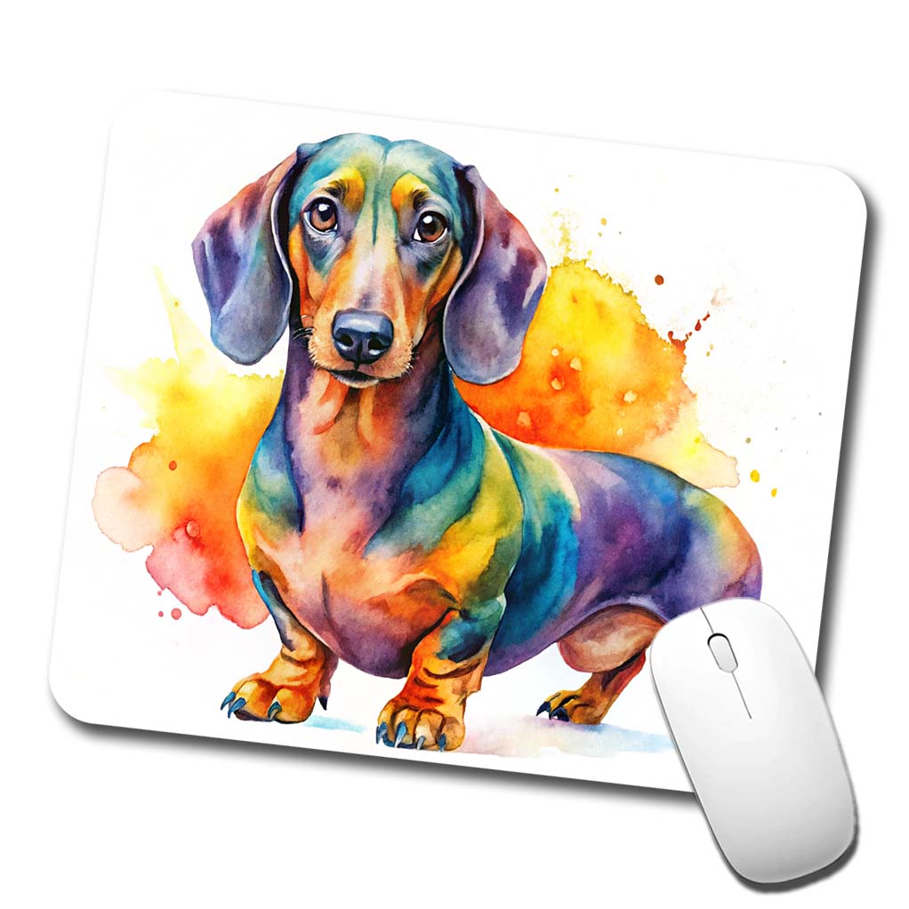 Dachshund Dog Watercolor Style Low Profile Mouse Pad Mat