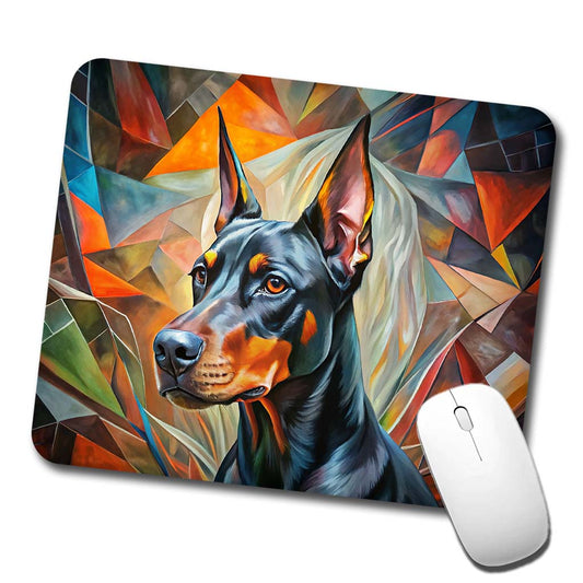 Doberman Pinscher Dog Abstract Art Low Profile Mouse Pad Mat
