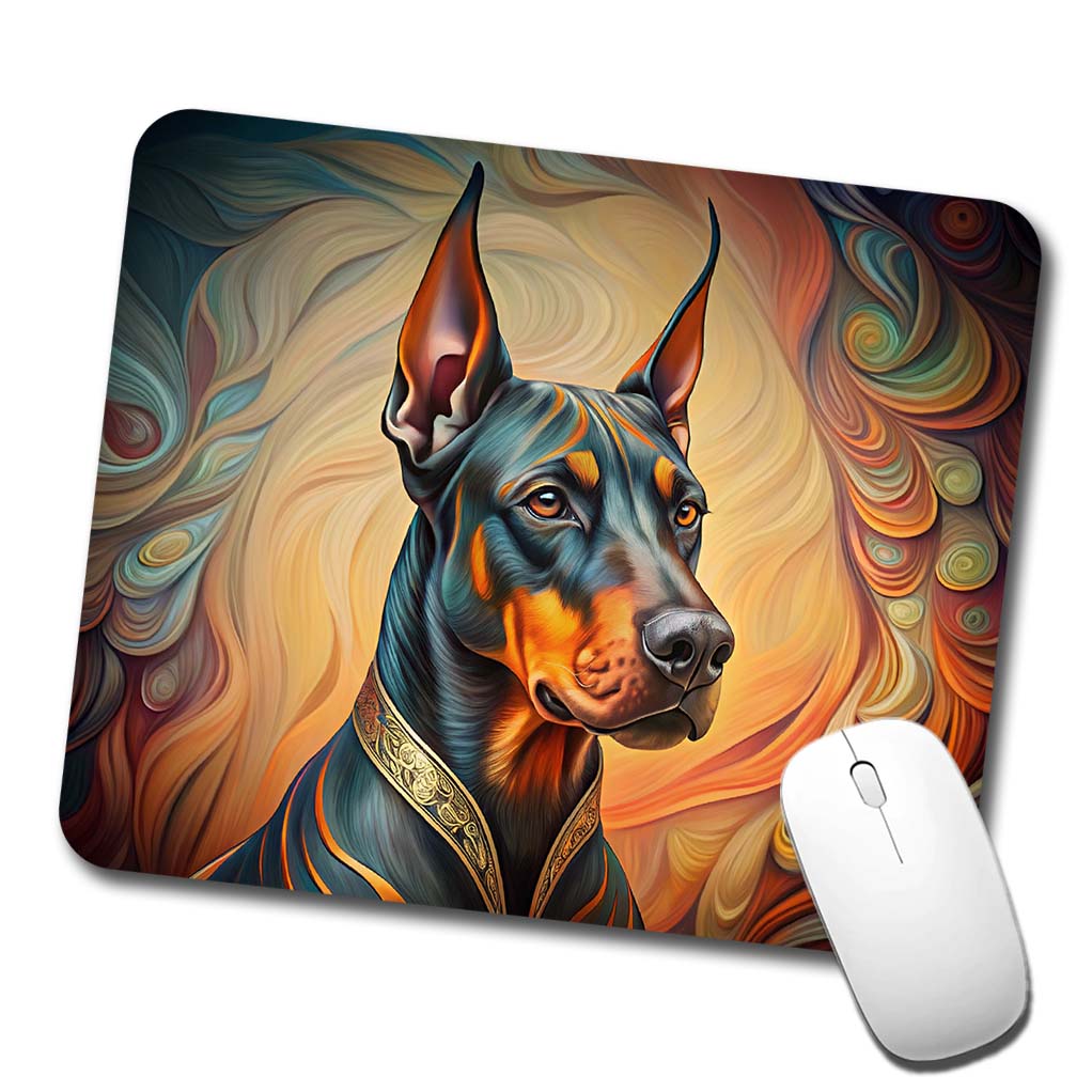 Doberman Pinscher Dog Art Nouveau Low Profile Mouse Pad Mat