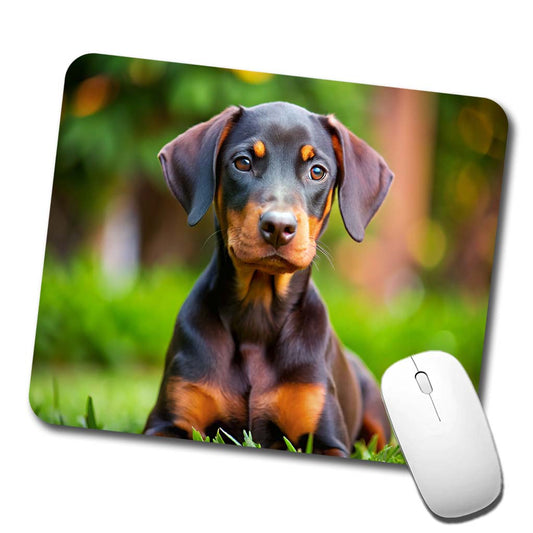 Doberman Pinscher Dog Puppy Photo Low Profile Mouse Pad Mat