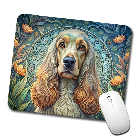 English Cocker Spaniel Dog Art Nouveau Low Profile Mouse Pad Mat