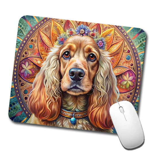 English Cocker Spaniel Dog Bohemian Art Low Profile Mouse Pad Mat