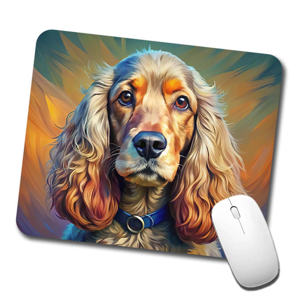 English Cocker Spaniel Dog Expressionism Art Low Profile Mouse Pad Mat