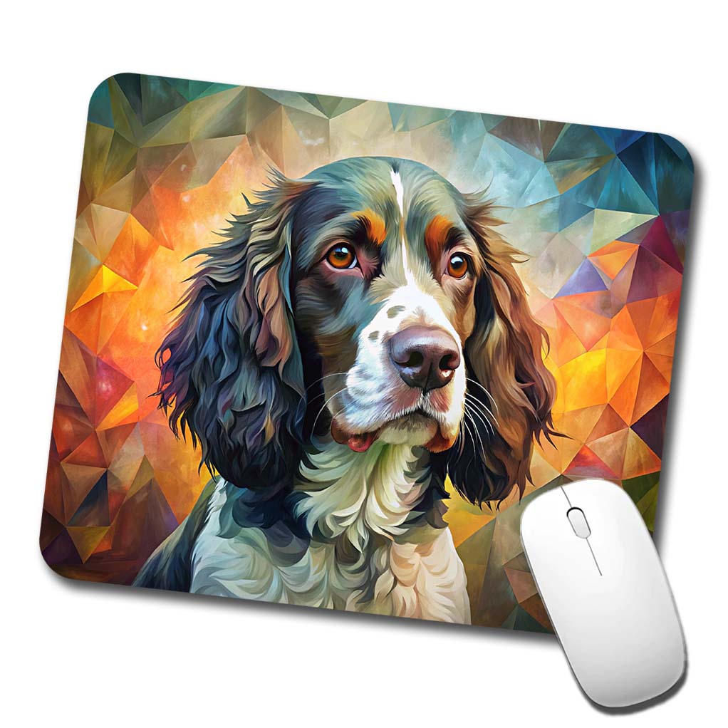 English Springer Spaniel Dog Abstract Art Low Profile Mouse Pad Mat