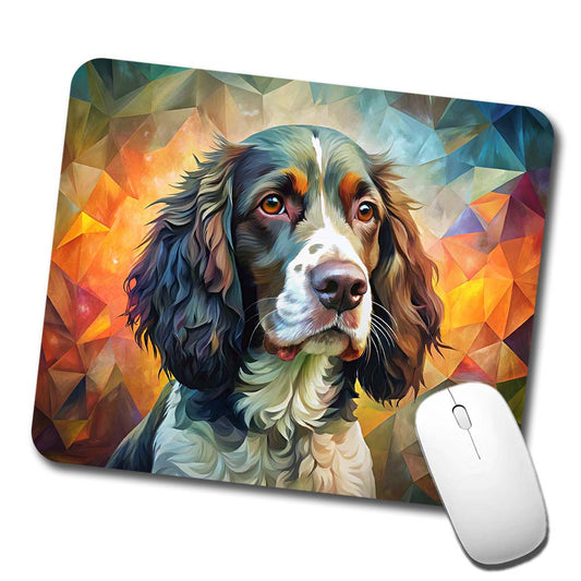 English Springer Spaniel Dog Abstract Art Low Profile Mouse Pad Mat