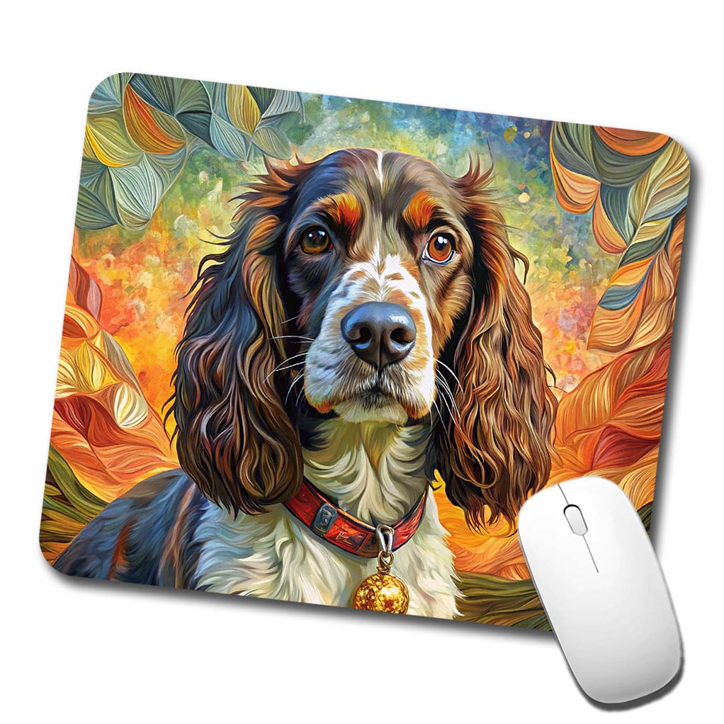 English Springer Spaniel Dog Bohemian Art Low Profile Mouse Pad Mat