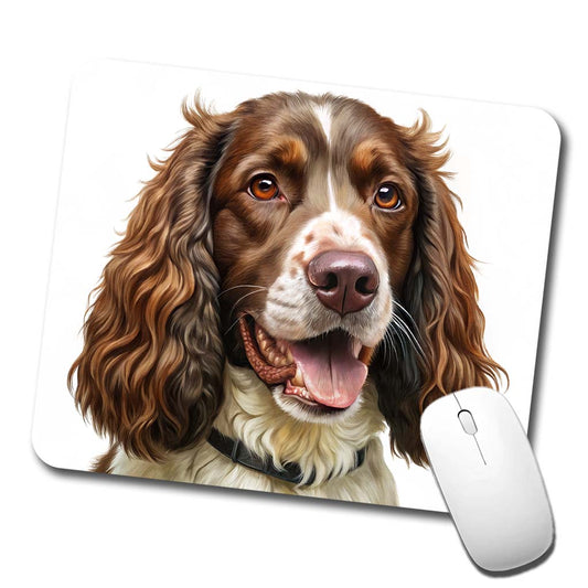 English Springer Spaniel Dog Illustration Low Profile Mouse Pad Mat