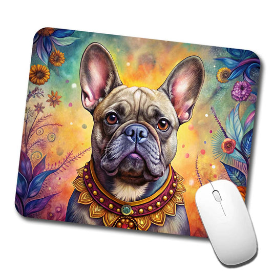 French Bulldog Frenchie Dog Bohemian Art Low Profile Mouse Pad Mat