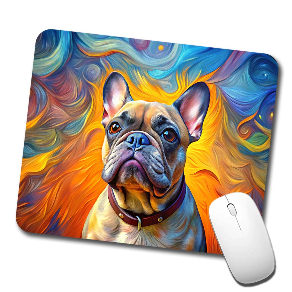 French Bulldog Frenchie Dog Expressionism Art Low Profile Mouse Pad Mat