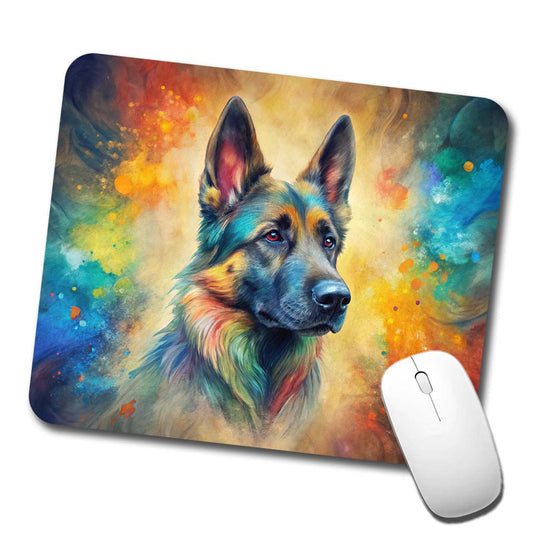 German Shepherd Dog Abstract Art Low Profile Mouse Pad Mat
