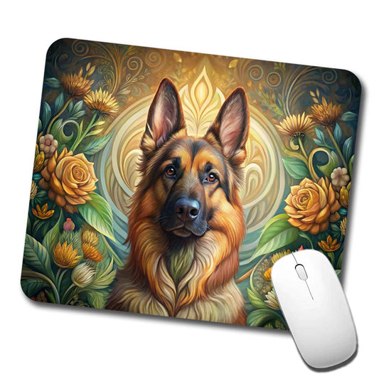 German Shepherd Dog Art Nouveau Low Profile Mouse Pad Mat