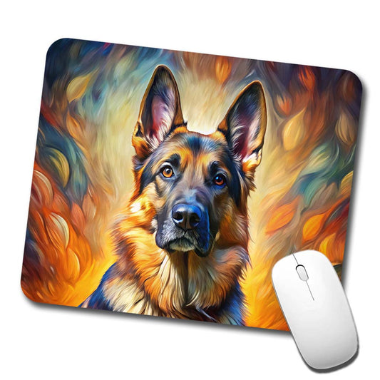German Shepherd Dog Expressionism Art Low Profile Mouse Pad Mat
