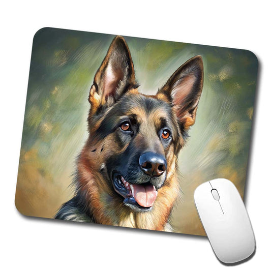 German Shepherd Dog Illustration Low Profile Mouse Pad Mat
