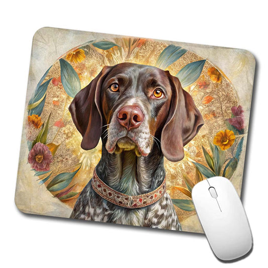 German Shorthaired Pointer Dog French Bohemian Art Low Profile Mouse Pad Mat