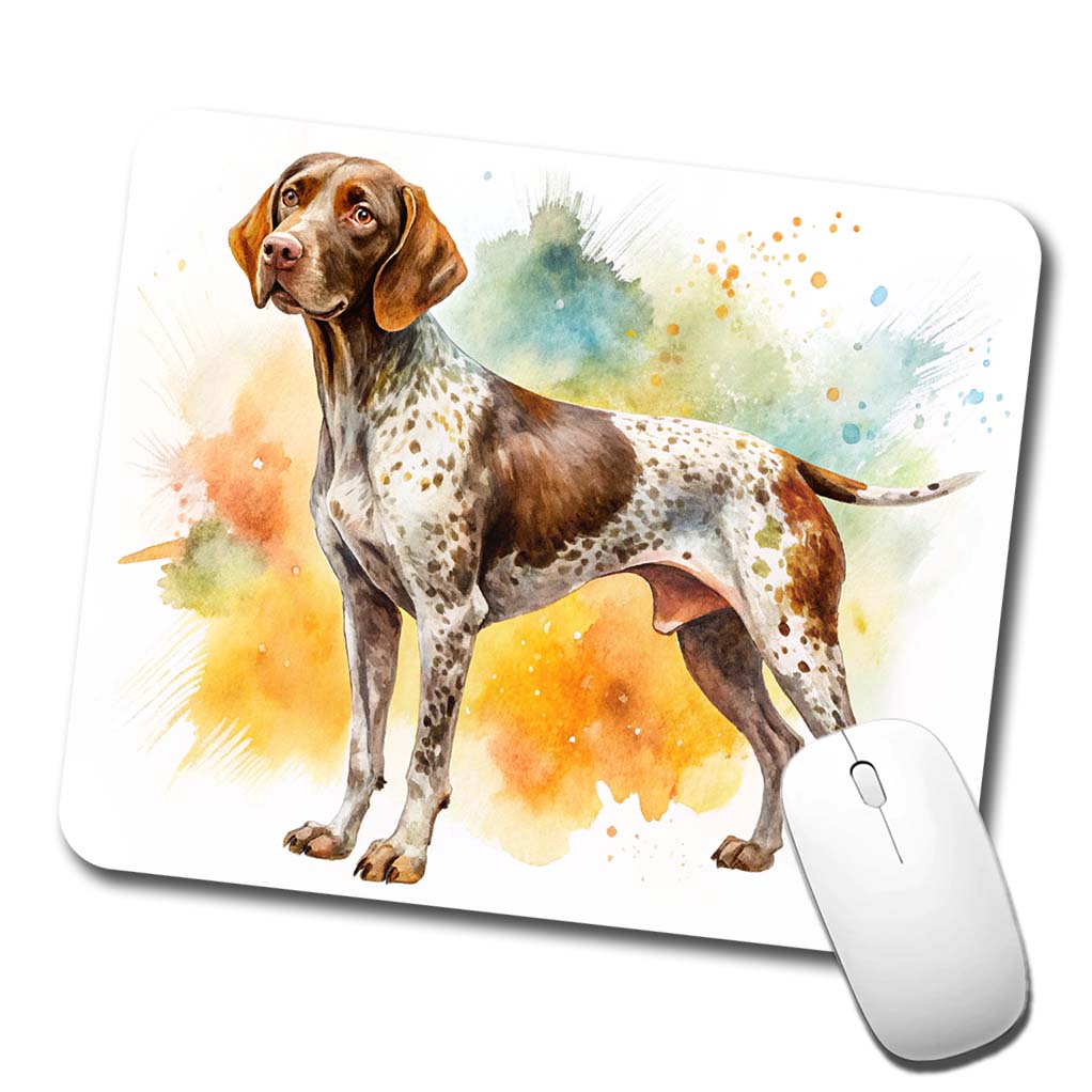 German Shorthaired Pointer Dog Watercolor Style Low Profile Mouse Pad Mat
