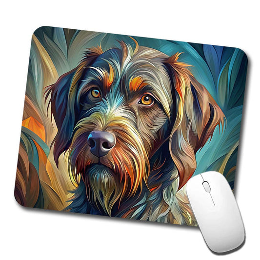 German Wirehaired Pointer Dog Abstract Stylized Art Low Profile Mouse Pad Mat