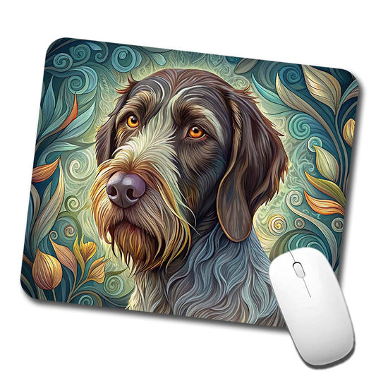German Wirehaired Pointer Dog Art Nouveau Low Profile Mouse Pad Mat