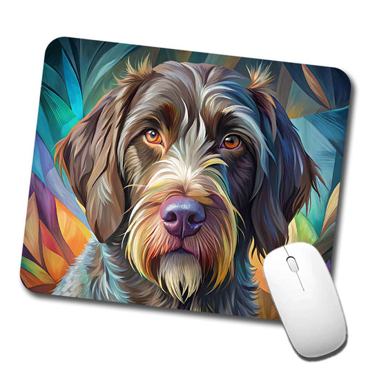 German Wirehaired Pointer Dog Contemporary Art Low Profile Mouse Pad Mat