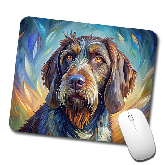 German Wirehaired Pointer Dog Expressionism Art Low Profile Mouse Pad Mat