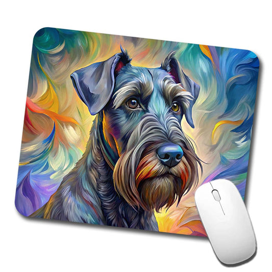 Giant Schnauzer Dog Expressionism Art Low Profile Mouse Pad Mat
