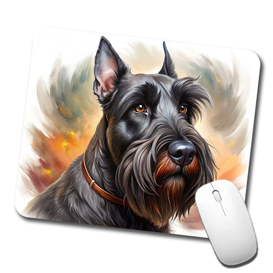 Giant Schnauzer Dog Illustration Low Profile Mouse Pad Mat