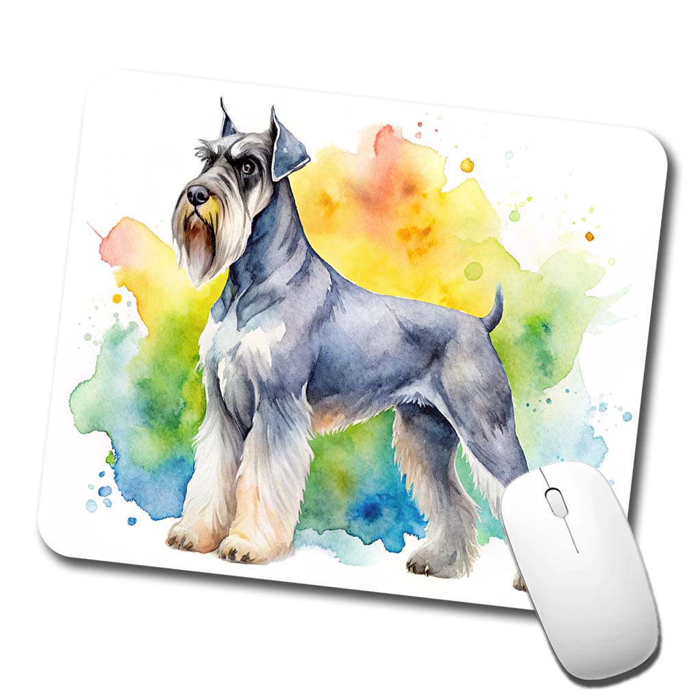 Giant Schnauzer Dog Watercolor Style Low Profile Mouse Pad Mat