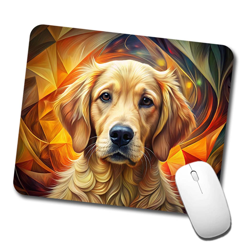 Golden Retriever Dog Abstract Art Low Profile Mouse Pad Mat
