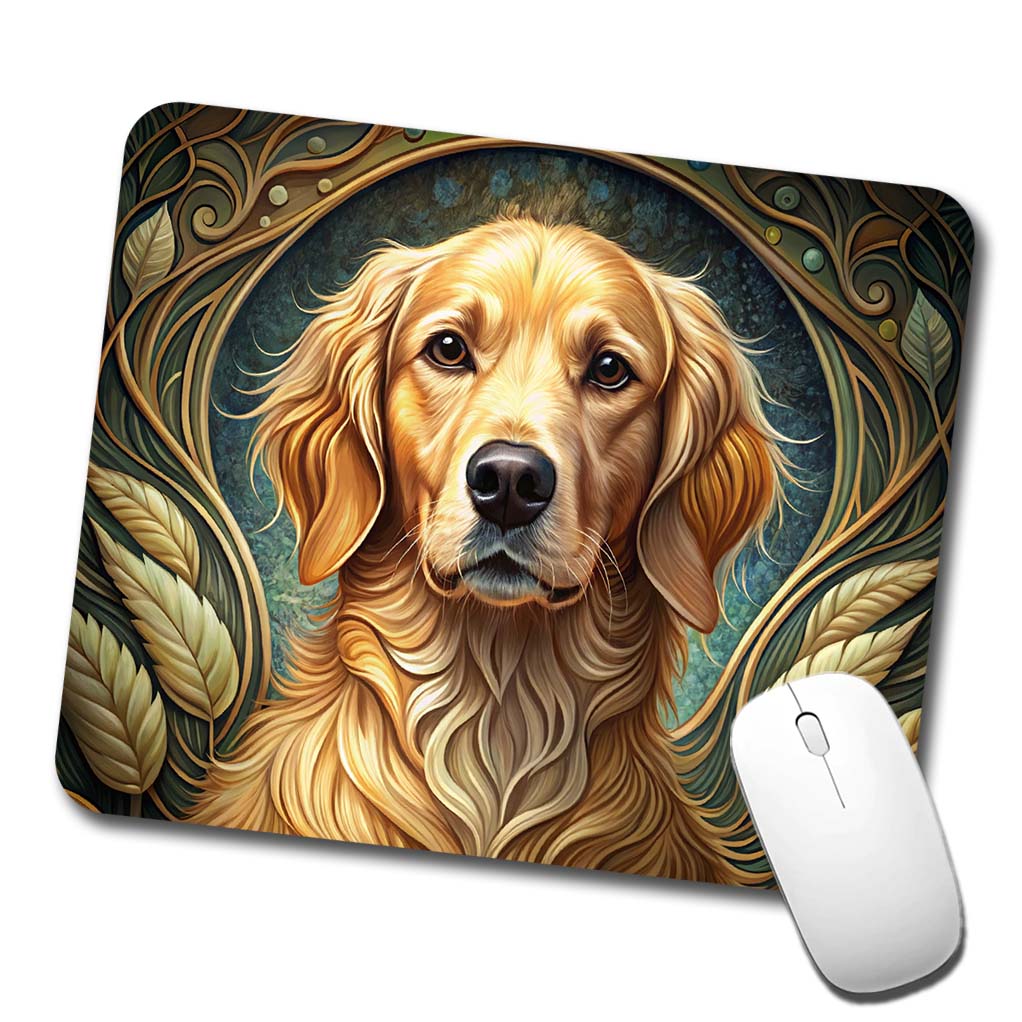 Golden Retriever Dog Art Nouveau Low Profile Mouse Pad Mat