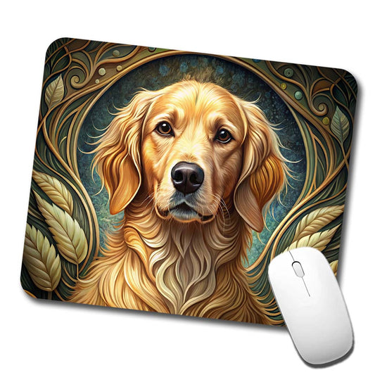 Golden Retriever Dog Art Nouveau Low Profile Mouse Pad Mat