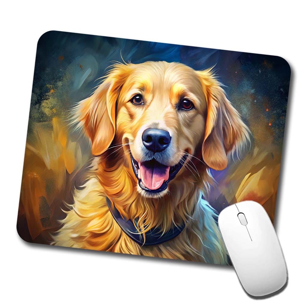 Golden Retriever Dog Expressionism Art Low Profile Mouse Pad Mat