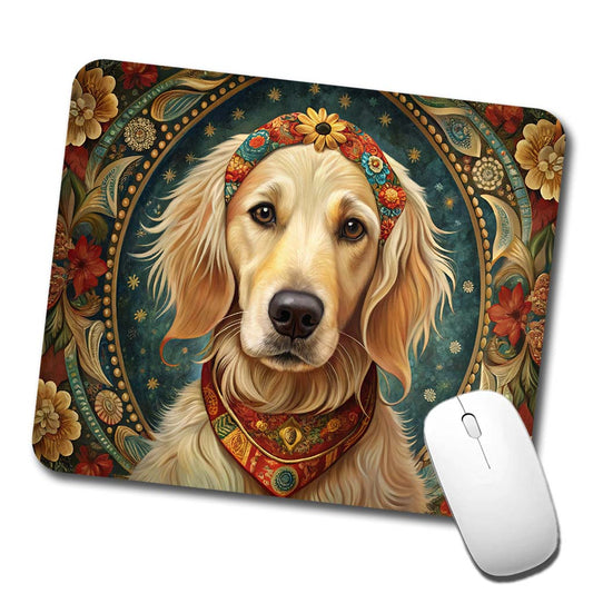 Golden Retriever Dog French Bohemian Art Low Profile Mouse Pad Mat