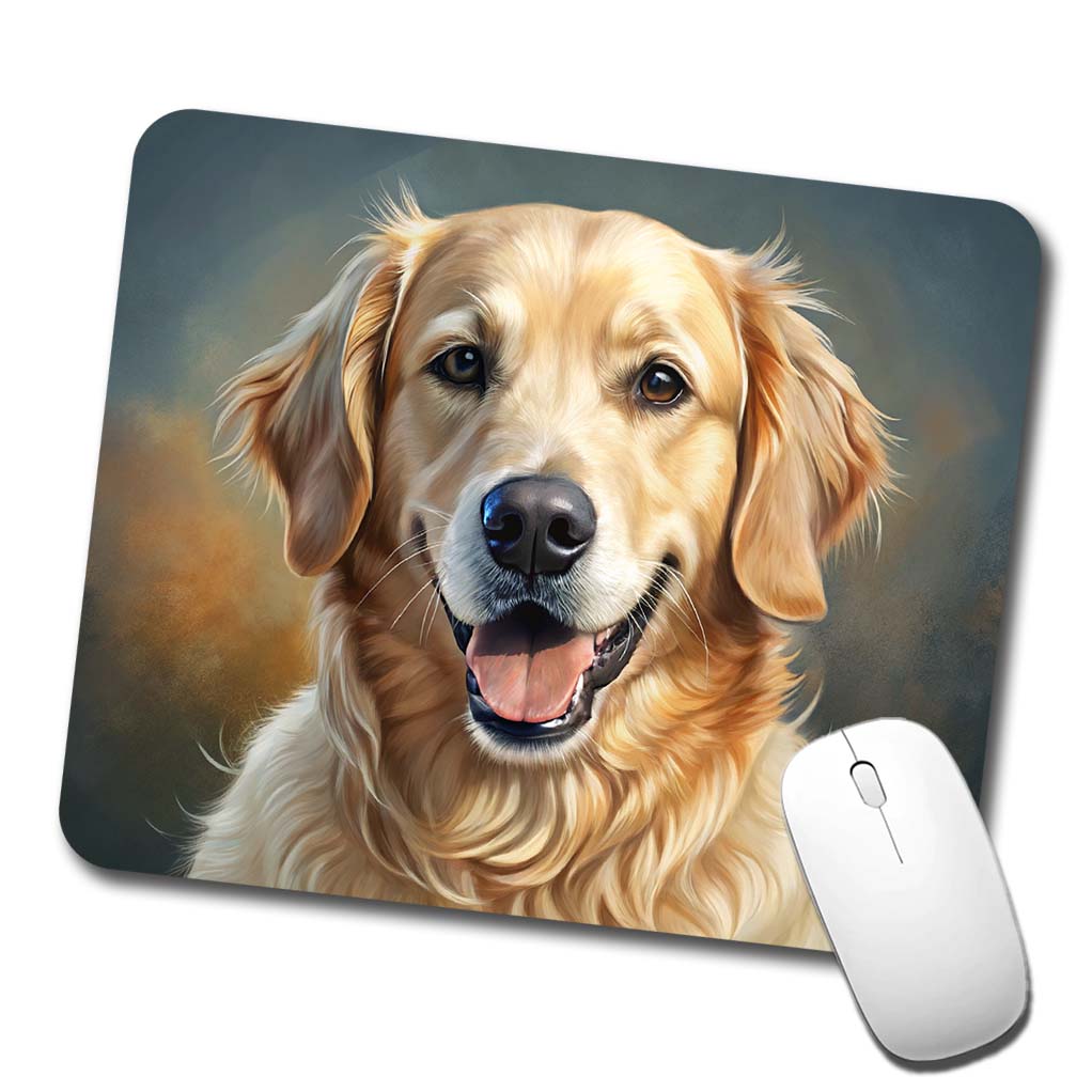 Golden Retriever Dog Illustration Low Profile Mouse Pad Mat