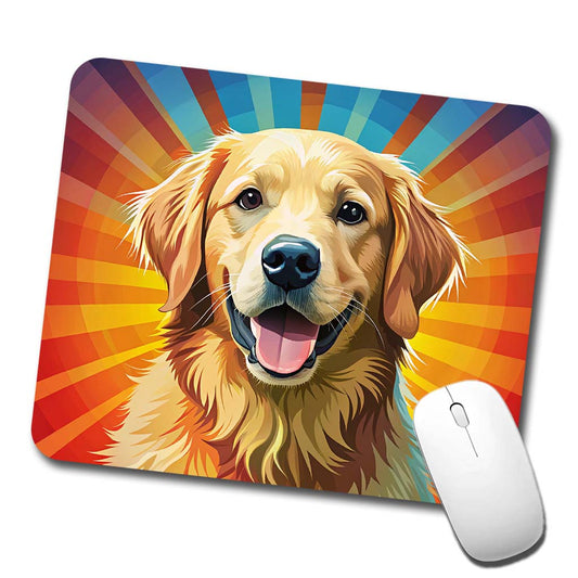 Golden Retriever Dog Pop Art Low Profile Mouse Pad Mat