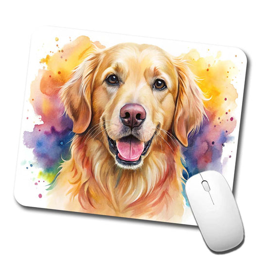 Golden Retriever Dog Watercolor Style Low Profile Mouse Pad Mat