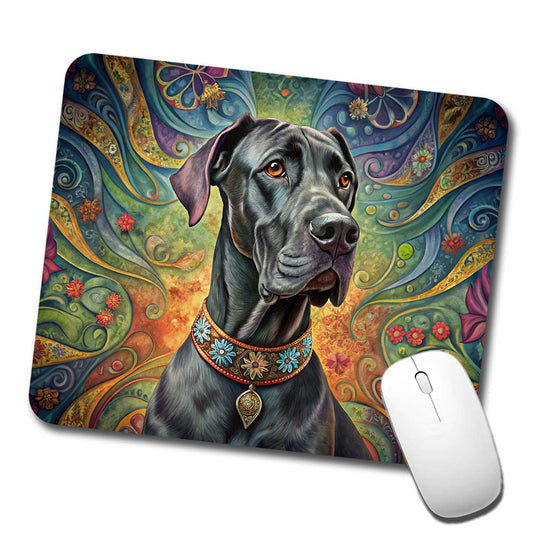 Great Dane Dog French Bohemian Art Low Profile Mouse Pad Mat