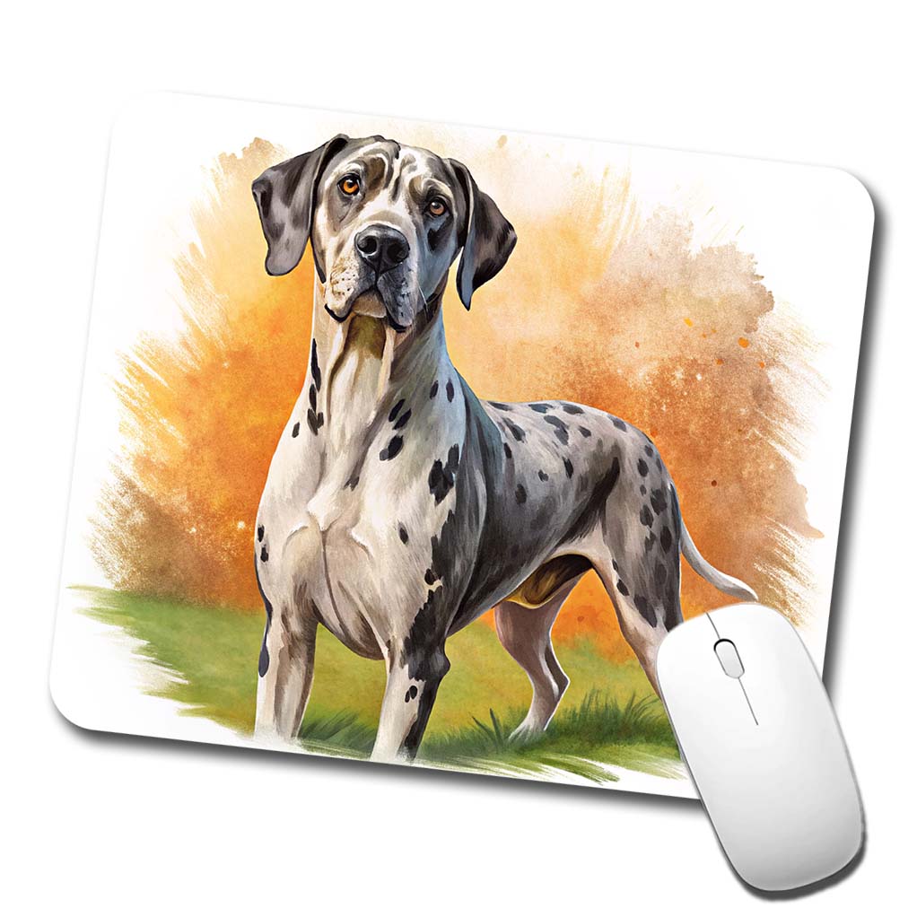Great Dane Dog Illustration Low Profile Mouse Pad Mat