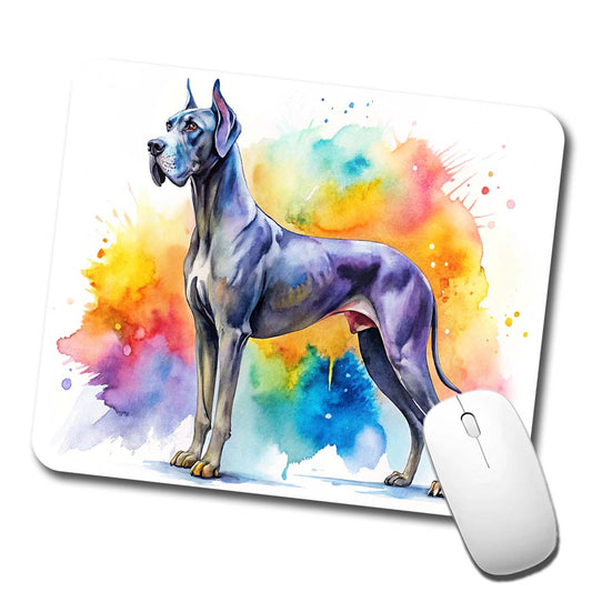 Great Dane Dog Watercolor Style Low Profile Mouse Pad Mat