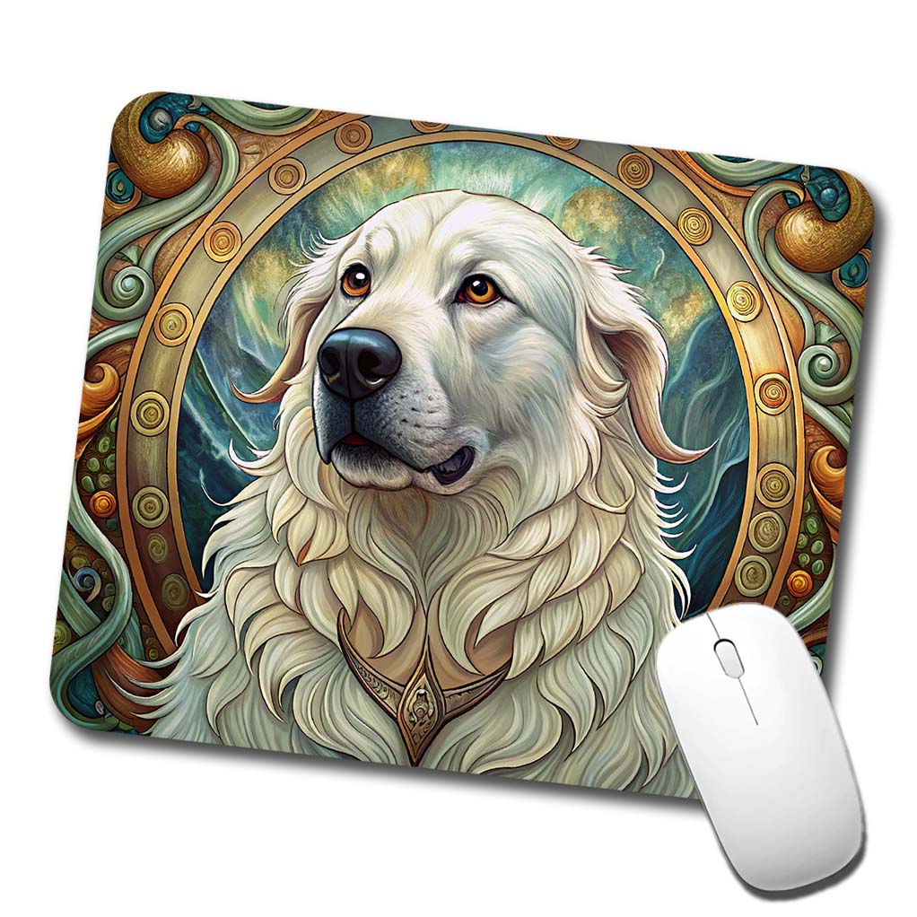 Great Pyrenees Dog Art Nouveau Low Profile Mouse Pad Mat