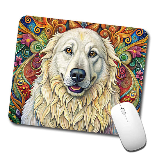 Great Pyrenees Dog Bohemian Art Low Profile Mouse Pad Mat