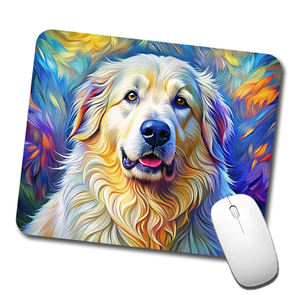 Great Pyrenees Dog Expressionism Art Low Profile Mouse Pad Mat