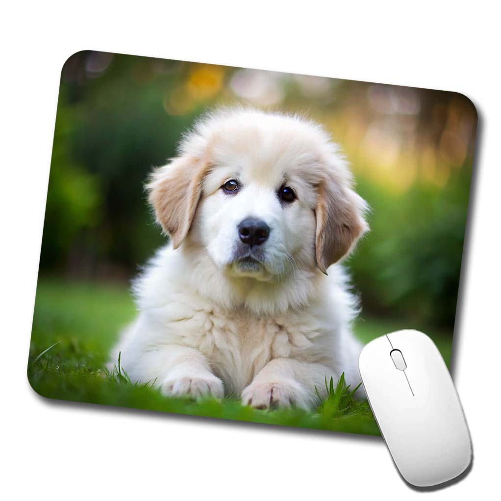 Great Pyrenees Dog Puppy Photo Low Profile Mouse Pad Mat