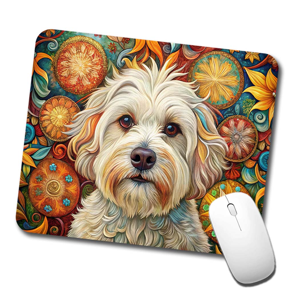 Havanese Dog Bohemian Art Low Profile Mouse Pad Mat