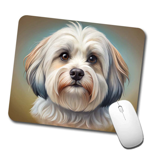 Havanese Dog Illustration Low Profile Mouse Pad Mat