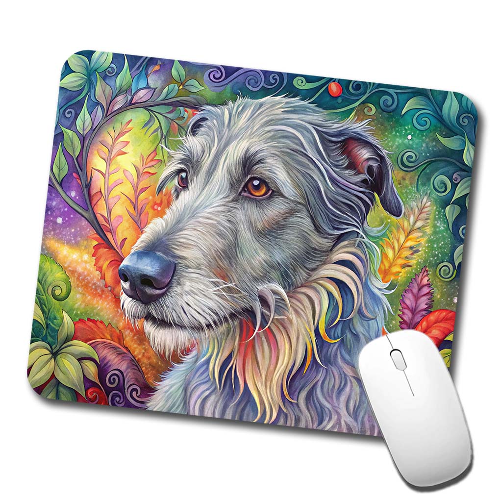 Irish Wolfhound Dog Bohemian Art Low Profile Mouse Pad Mat