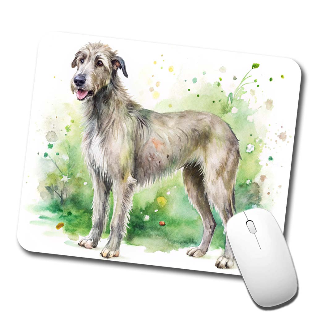Irish Wolfhound Dog Watercolor Style Low Profile Mouse Pad Mat