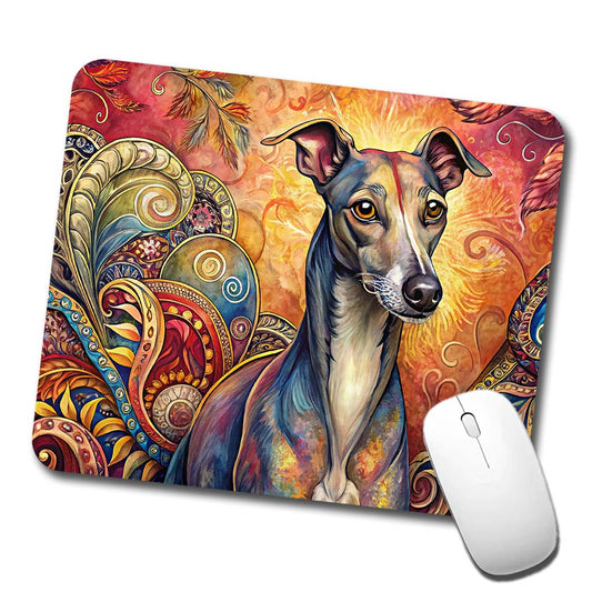 Italian Greyhound Dog Bohemian Art Low Profile Mouse Pad Mat