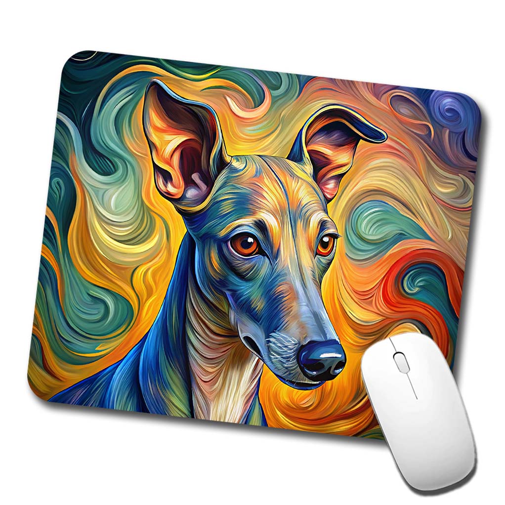 Italian Greyhound Dog Expressionism Art Low Profile Mouse Pad Mat
